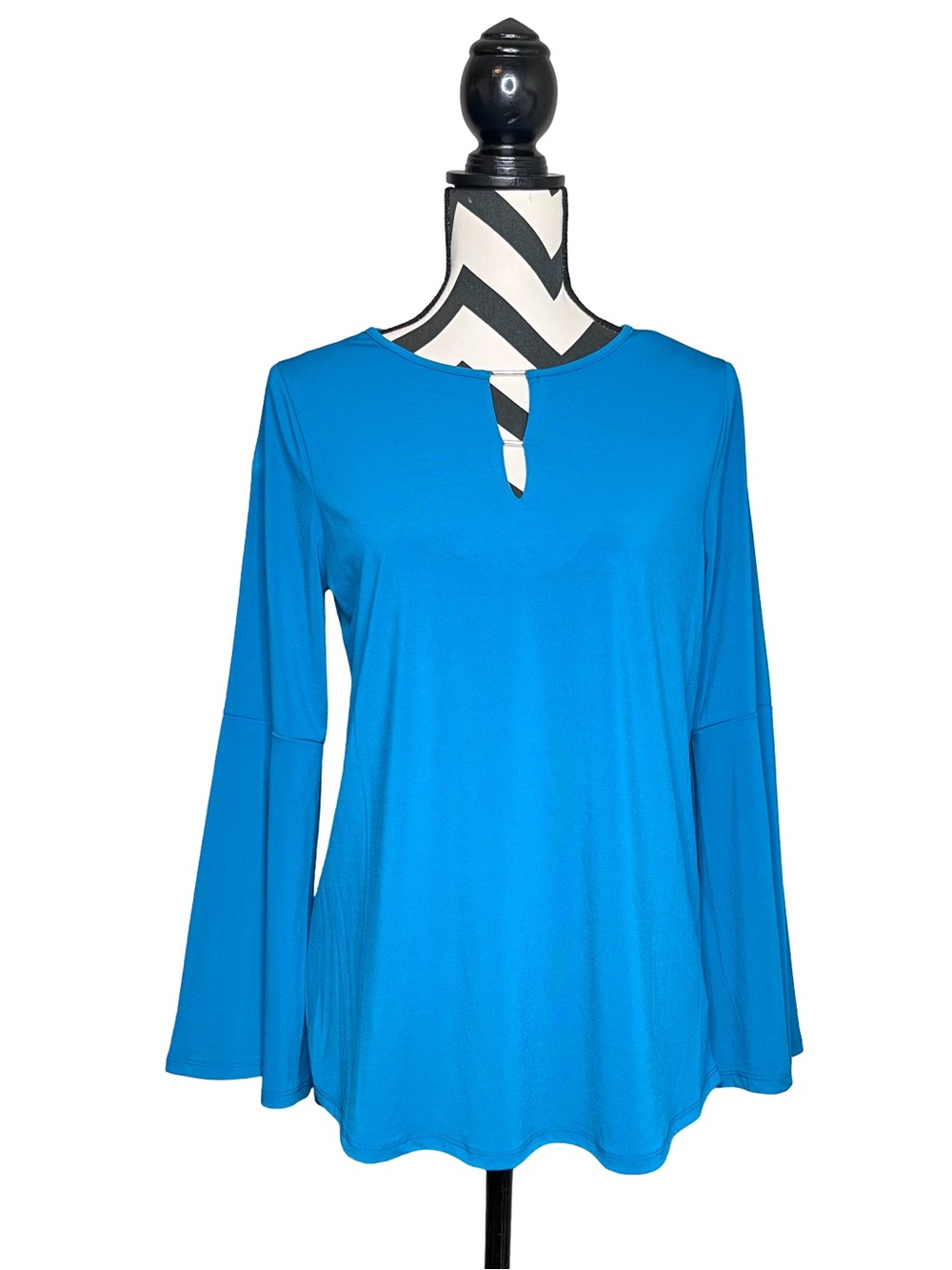 NWT Michael Michael Kors Deep Teal Flowy Liquid Knit Bell-Sleeve Tunic Top Sz M
